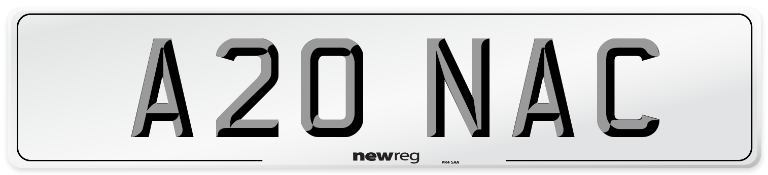 A20 NAC Number Plate from New Reg